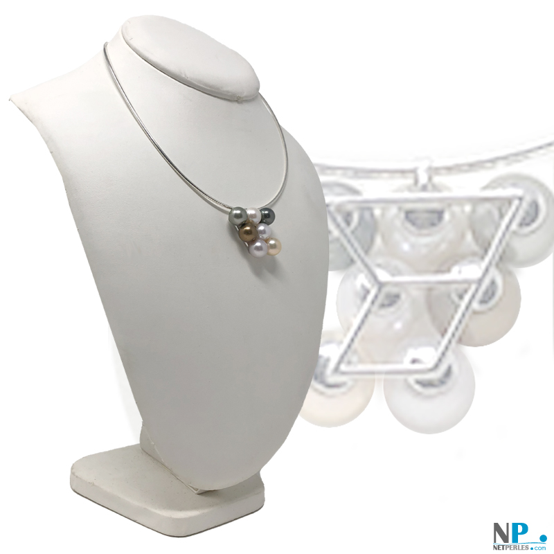 Pendentif Or 18 carats avec 7 perles de culture de provenances différentes - bijou de joaillier